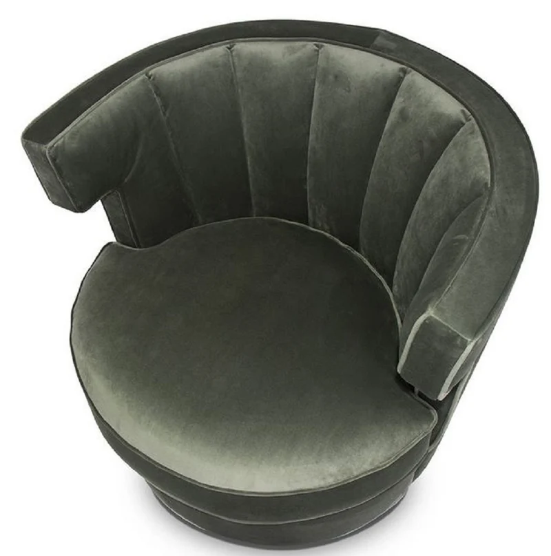 Casa Padrino Luxus Drehsessel Dunkelgrün 79 x 62 x H. 73 cm - Runder Wohnzimmer Sessel - Samt Sessel - Wohnzimmermöbel
