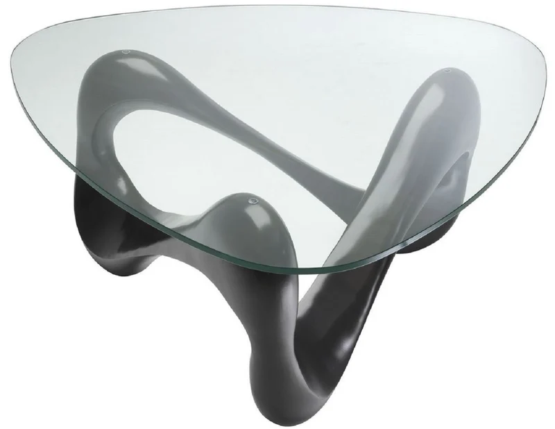 Casa Padrino Designer Couchtisch Bronze 100,5 x 98 x H. 43,5 cm - Wohnzimmertisch mit 3-eckiger Glasplatte - Luxus Möbel