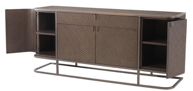 Casa Padrino Luxus Kommode mit 4 Türen und Schublade Braun / Bronze 170 x 46 x H. 75 cm - Luxus Qualität