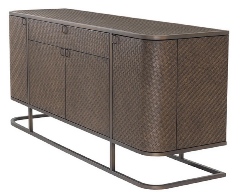 Casa Padrino Luxus Kommode mit 4 Türen und Schublade Braun / Bronze 170 x 46 x H. 75 cm - Luxus Qualität