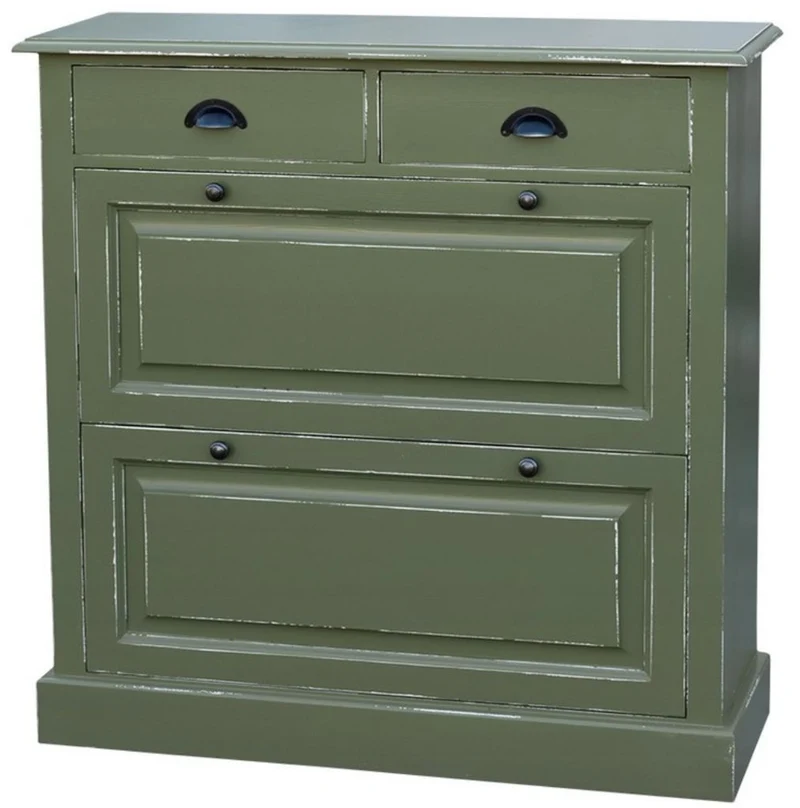 Casa Padrino Landhausstil Massivholz Schuhschrank Antik Grün 103 x 35 x H. 105 cm - Landhausstil Garderobenmöbel