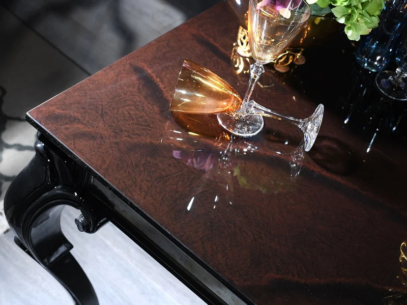 Casa Padrino Luxus Barock Beistelltisch Schwarz / Braun 65 x 65 x H. 57 cm - Edler Massivholz Tisch mit Glasplatte und Spiegelglas - Luxus Qualität