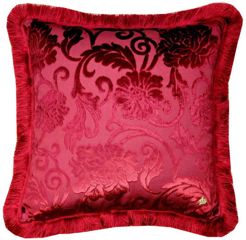Luxus Kissen Pompöös by Casa Padrino von Harald Glööckler Elegance Collection Barock Muster Bordeaux Rot 50 x 50 cm - Luxuskissen