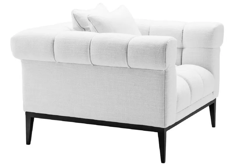 Casa Padrino Luxus Sessel Weiß / Schwarz 102 x 98 x H. 69 cm - Wohnzimmer Sessel mit 2 Kissen - Wohnzimmer Möbel - Luxus Möbel