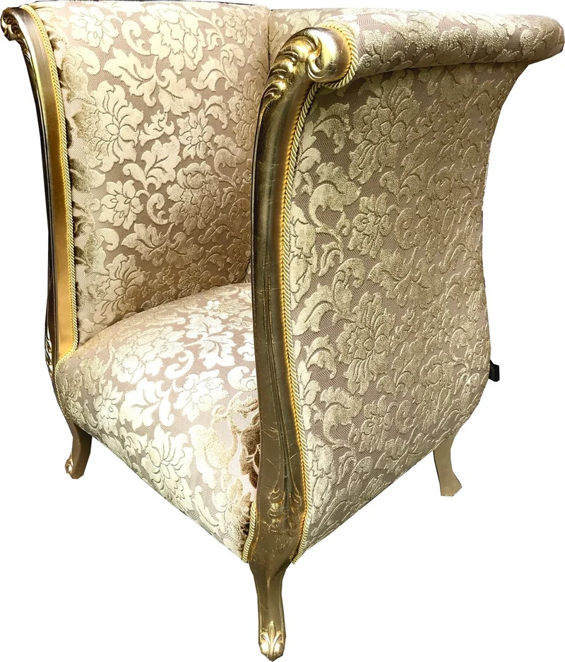 Extravaganter Pompöös by Casa Padrino Luxus Designer Sessel von Harald Glööckler Gold Bouquet Muster / Gold - Pompööser Barock Sessel