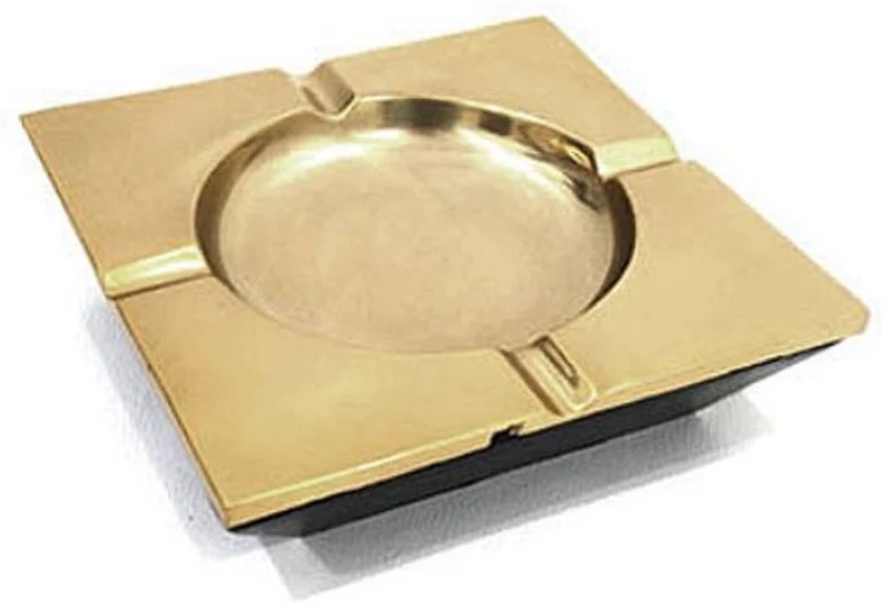 Casa Padrino Aschenbecher Antik Messingfarben 15 x 15 cm - Quadratischer Aluminium Aschenbecher - Deko Accessoires