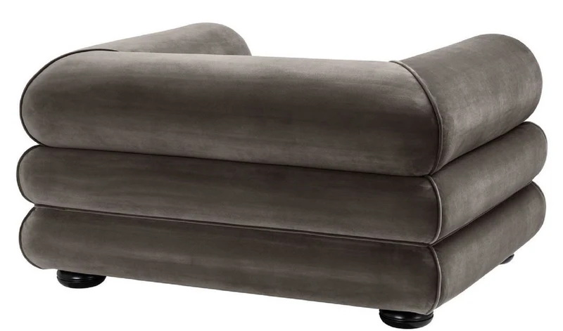 Casa Padrino Luxus Samt Sessel Grau / Schwarz 120 x 96 x H. 65 cm - Wohnzimmer Sessel - Luxus Qualität