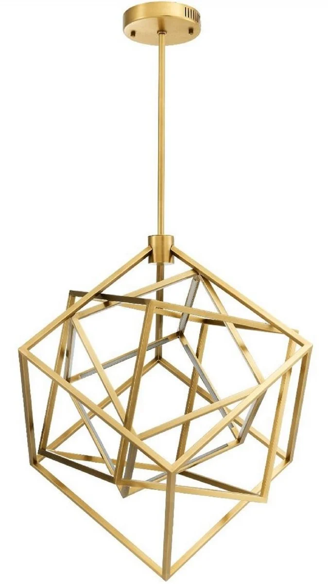 Casa Padrino Designer LED Kronleuchter Antik Messingfarben 82 x 78 x H. 82 cm - Moderner Luxus Kronleuchter - Luxus Möbel