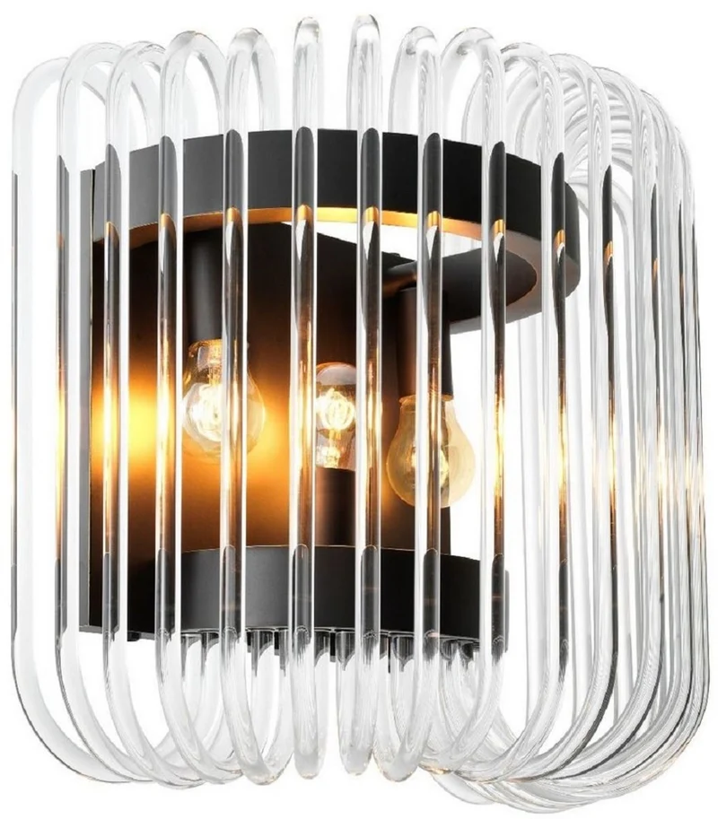 Casa Padrino Luxus Wandleuchte Bronze 40 x 24,5 x H. 35 cm - Edle Wandlampe mit abgerundeten Glasstäbchen - Luxus Kollektion