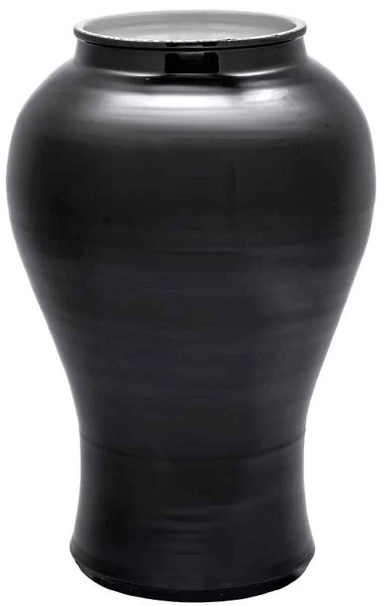 Casa Padrino Luxus Deko Vase Schwarz / Gold Ø 42 x H. 90 cm - Chinesische Porzellan Vase mit Deckel