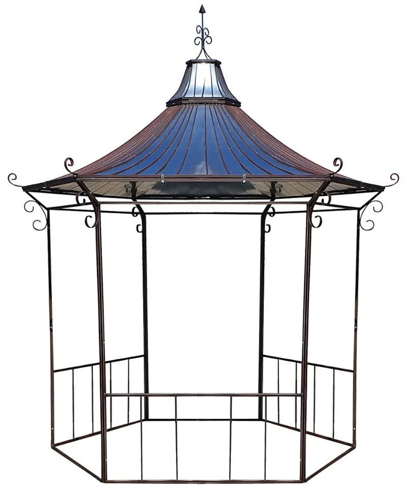Casa Padrino Jugendstil Pavillon Ø 250 x H. 365 cm - Verschiedene Farben - Handgefertigter Gartenpavillon aus Schmiedeeisen mit verzinktem Blechdach - Gartenmöbel
