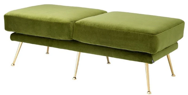 Casa Padrino Luxus Sitzbank Grün / Messingfarben 125 x 58 x H. 45 cm - Luxus Möbel