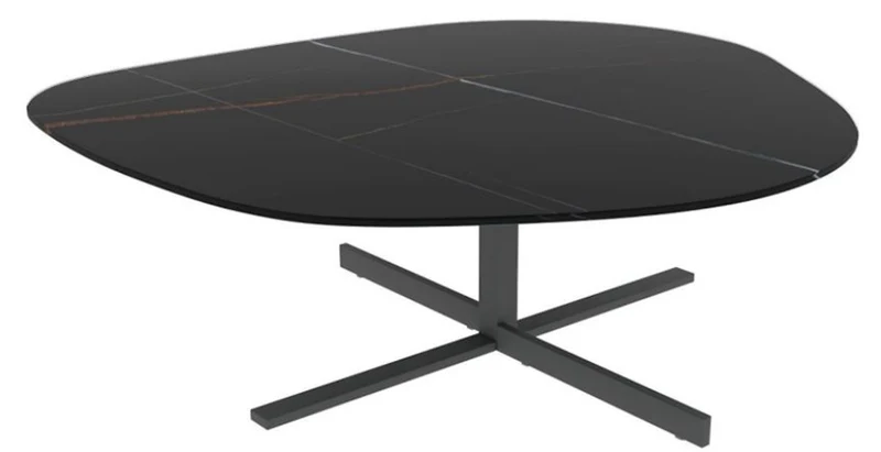 Casa Padrino Designer Couchtisch 109 x 100 x H. 37 cm - Verschiedene Farben - Wohnzimmertisch mit edler Glaskeramik Tischplatte in Marmoroptik - Luxus Wohnzimmer Möbel