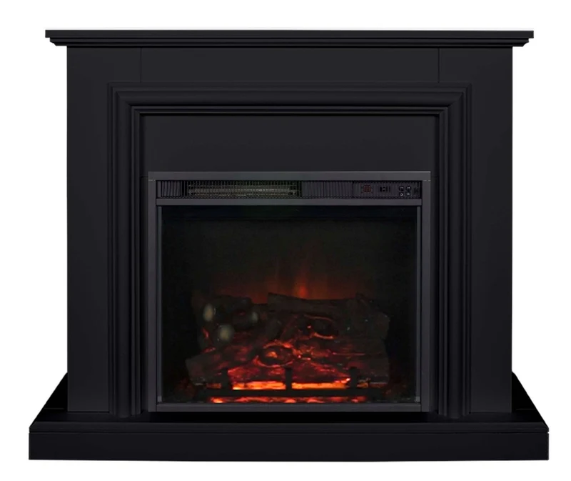 Casa Padrino Elektro Kamin Schwarz Antik Stil Barock Jugendstil 110 x 34 x H 95 cm - Elektrokamin - Wohnzimmer Kamin
