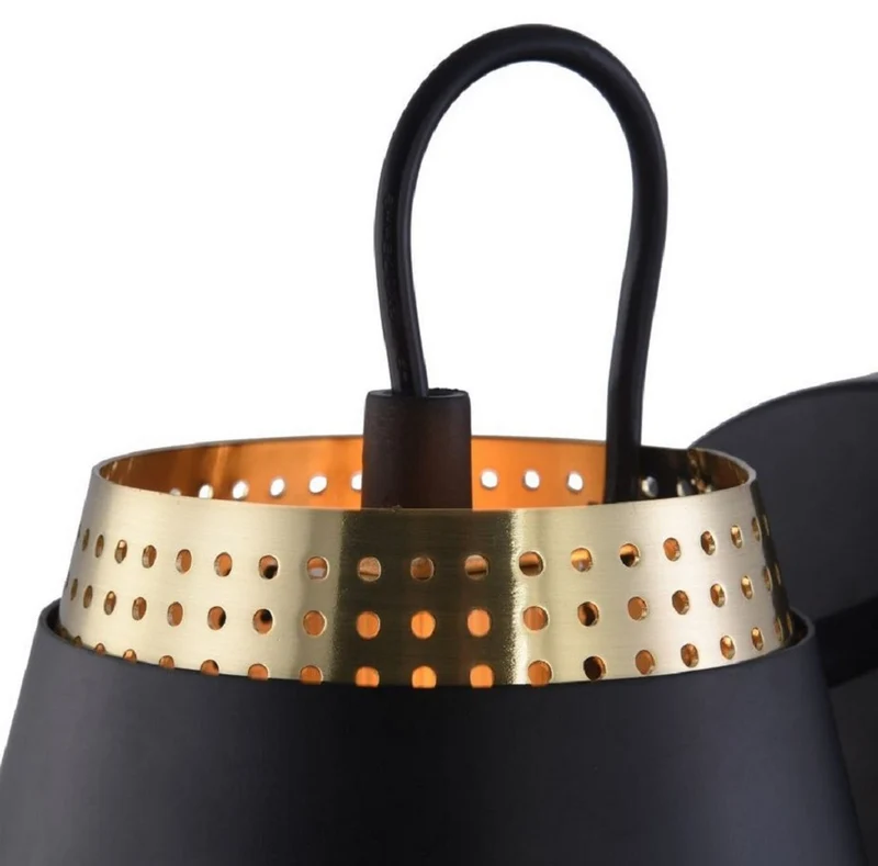 Casa Padrino Wandleuchte Antik Gold / Schwarz 17,5 x 23,5 x H. 16,5 cm - Moderne Wandlampe mit Lampenschirm aus perforiertem Metall