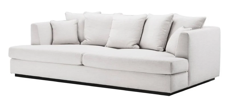Casa Padrino Luxus Wohnzimmer Sofa Weiß / Schwarz 265 x 151 x H. 90 cm - Couch mit 7 Kissen - Luxus Wohnzimmermöbel
