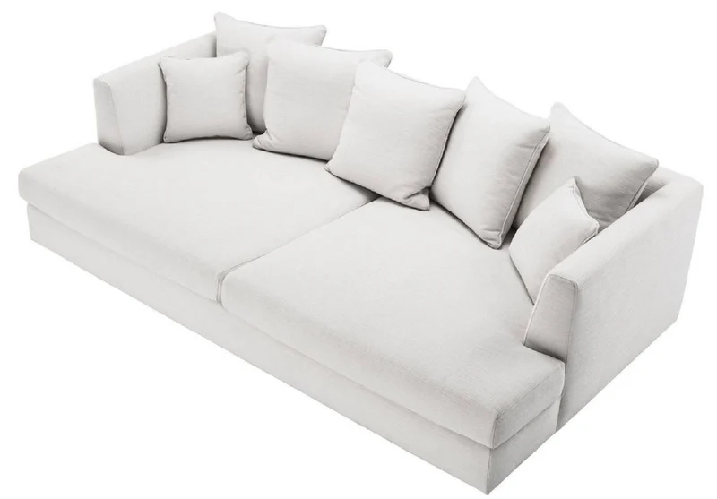Casa Padrino Luxus Wohnzimmer Sofa Weiß / Schwarz 265 x 151 x H. 90 cm - Couch mit 7 Kissen - Luxus Wohnzimmermöbel