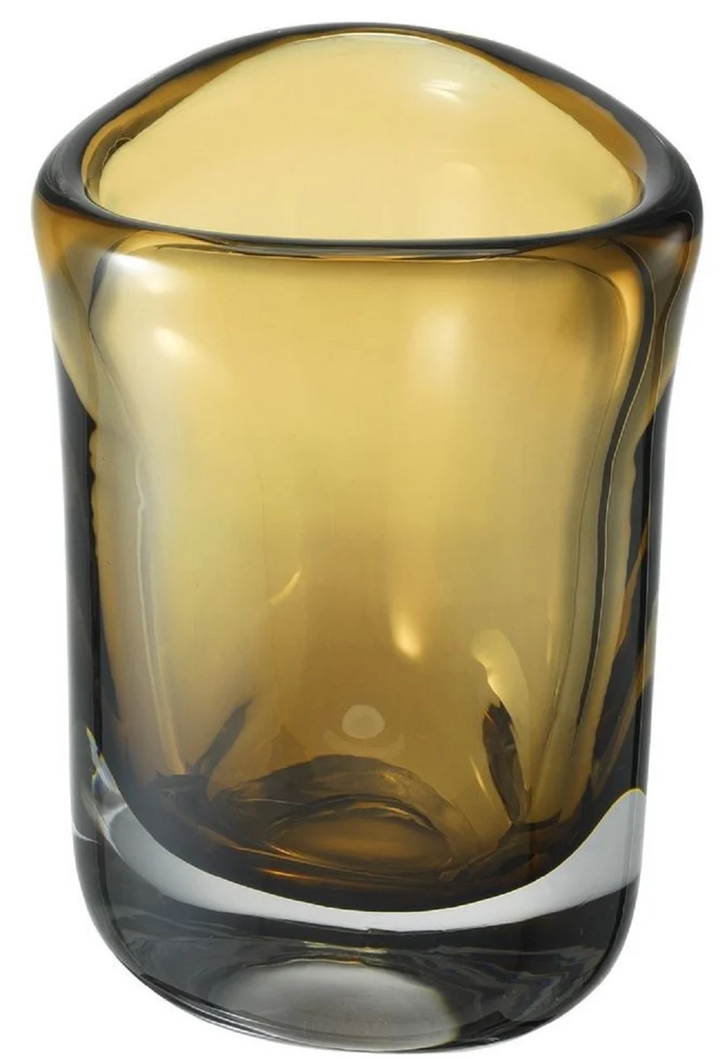 Casa Padrino Luxus Deko Glas Vase Braun Ø 12 x H. 17 cm - Mundgeblasene Blumenvase - Luxus Deko Accessoires