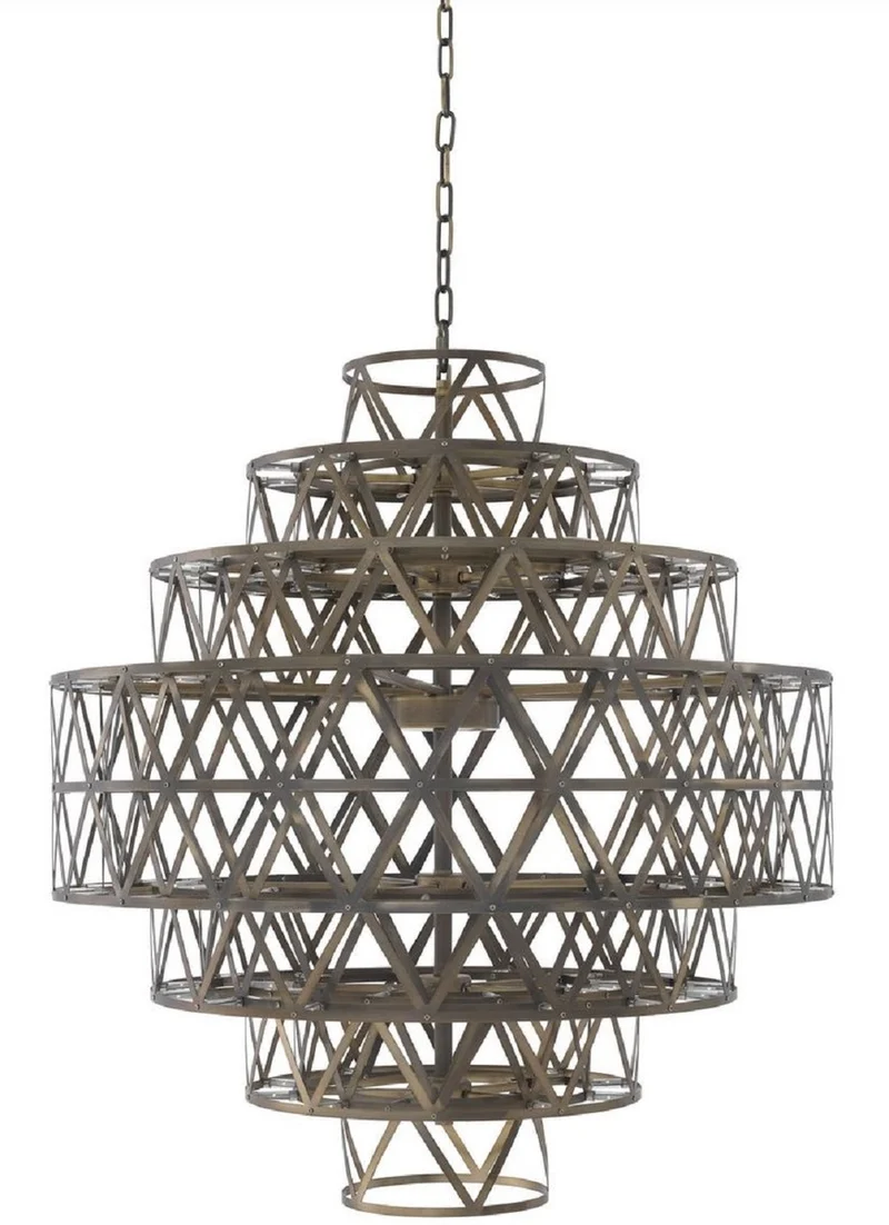 Casa Padrino Luxus LED Kronleuchter Antik Messing Ø 82 x H. 88,5 cm - Runder Edelstahl Kronleuchter - Luxus Qualität