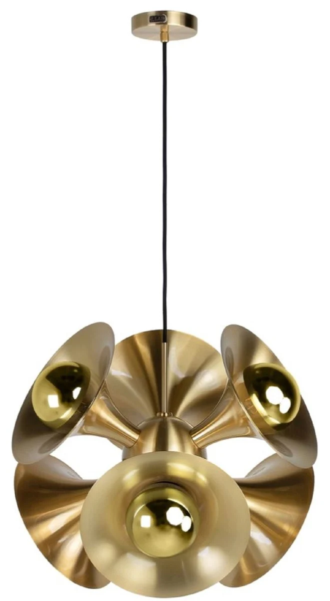 Casa Padrino Luxus Hängeleuchte Messingfarben 55 x 55 x H. 53 cm - Messing Pendelleuchte - Wohnzimmer Lampe - Luxus Kollektion