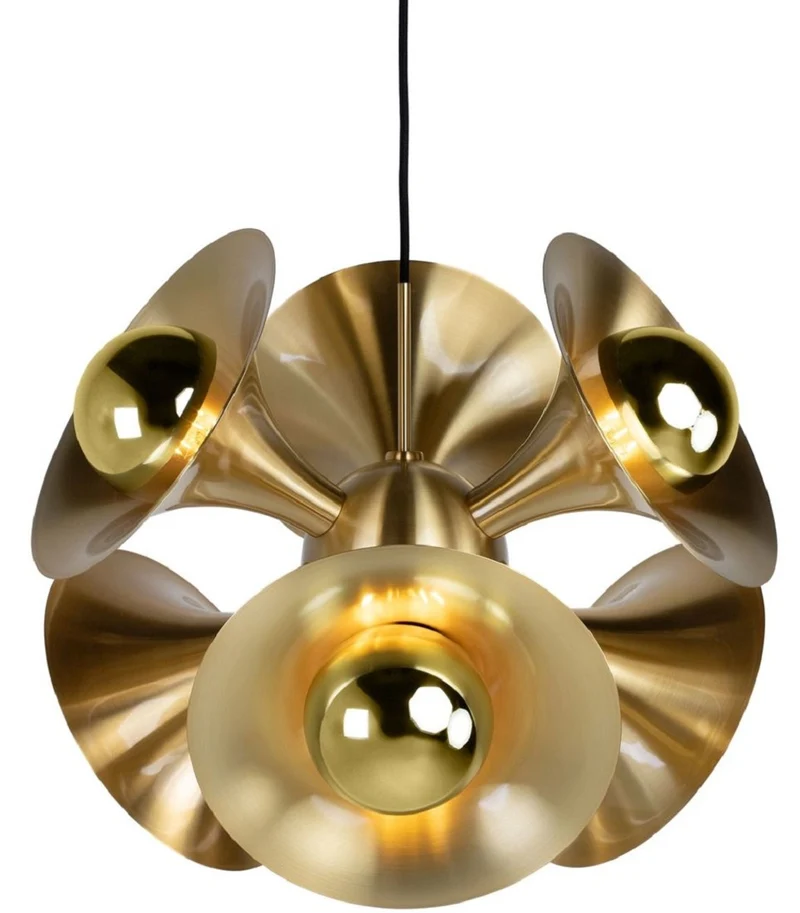 Casa Padrino Luxus Hängeleuchte Messingfarben 55 x 55 x H. 53 cm - Messing Pendelleuchte - Wohnzimmer Lampe - Luxus Kollektion