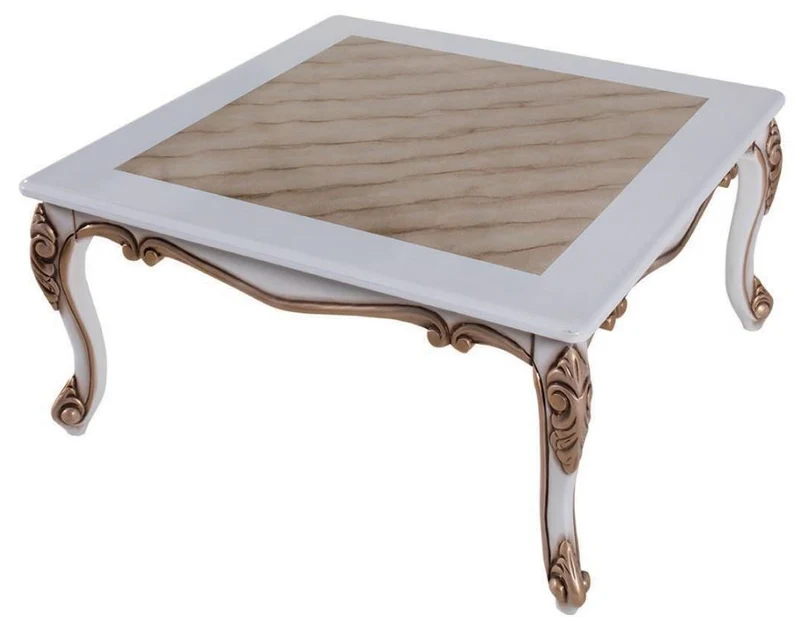 Casa Padrino Luxus Barock Wohnzimmer Set Grau / Mehrfarbig / Weiß / Bronze - 2 Sofas & 2 Sessel & 1 Couchtisch - Wohnzimmer Möbel im Barockstil - Edel & Prunkvoll