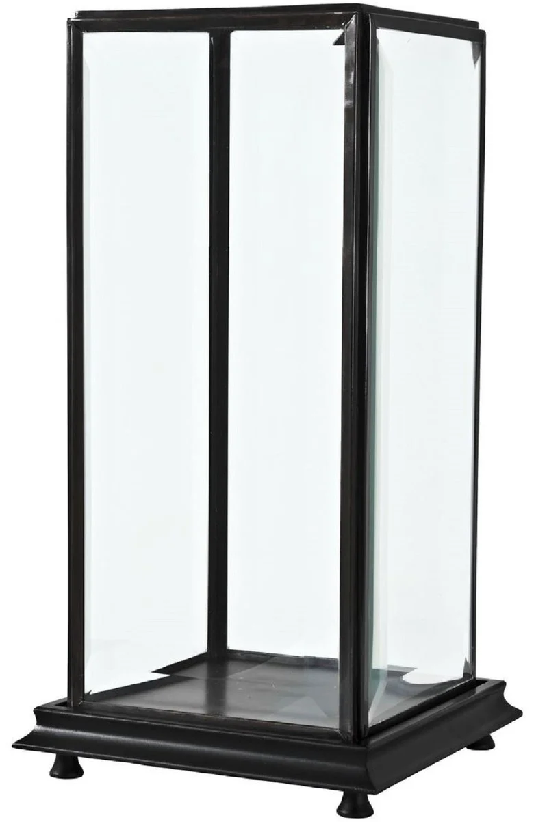 Casa Padrino Luxus Tischvitrine Antik Bronze / Schwarz 22 x 22 x H. 52,5 cm - Wohnzimmer Dekoration