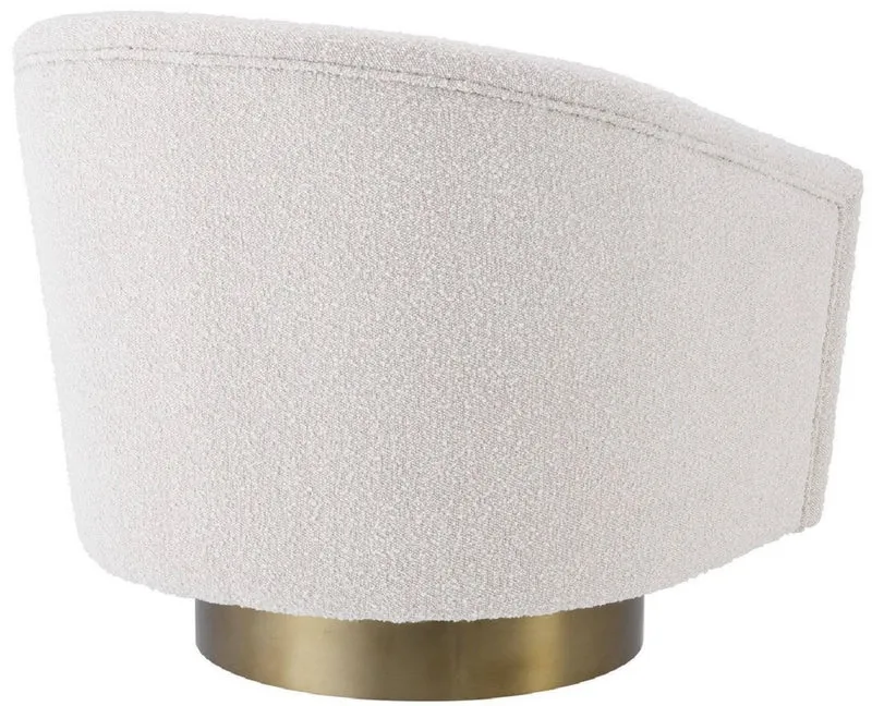 Casa Padrino Luxus Drehsessel Creme / Mattgold 85 x 76 x H. 76 cm - Wohnzimmer Sessel - Wohnzimmermöbel