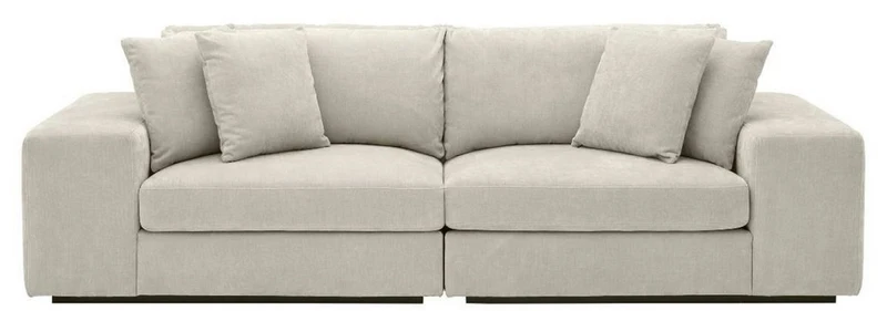 Casa Padrino Luxus Wohnzimmer Sofa mit Kissen Sandfarben / Schwarz 280 x 120 x H. 90 cm - Luxus Qualität