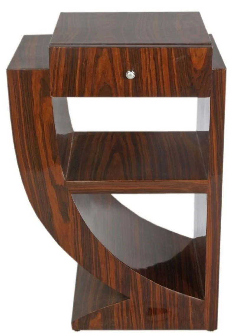 Casa Padrino Art Deco Beistelltisch Set Braun 50 x 40 x H. 75 cm - Mahagoni Beistelltische mit Schublade - Nachttische - Luxus Qualität
