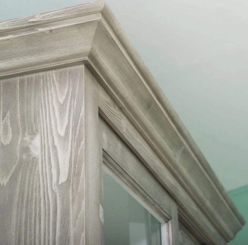 Casa Padrino Landhausstil Küchenschrank Grau / Weiß 142 x 48 x H. 225 cm - 2 Teiliger Schrank mit 4 Schiebetüren und 6 Schubladen - Landhausstil Küchenmöbel