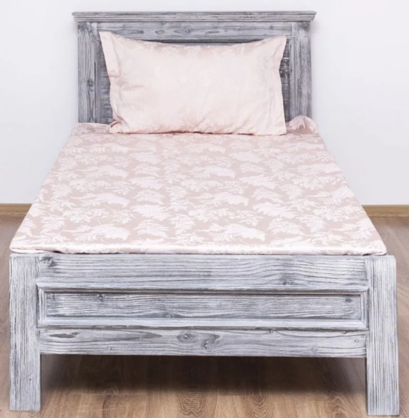Casa Padrino Landhausstil Massivholz Bett Antik Grau 90 x 200 x H. 93 cm - Massivholz Einzelbett - Landhausstil Schlafzimmer Möbel
