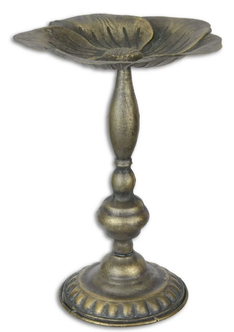 Casa Padrino Jugendstil Vogelbad mit Ständer Antik Bronze Ø 24,2 x H. 34 cm - Barock & Jugendstil Garten Deko