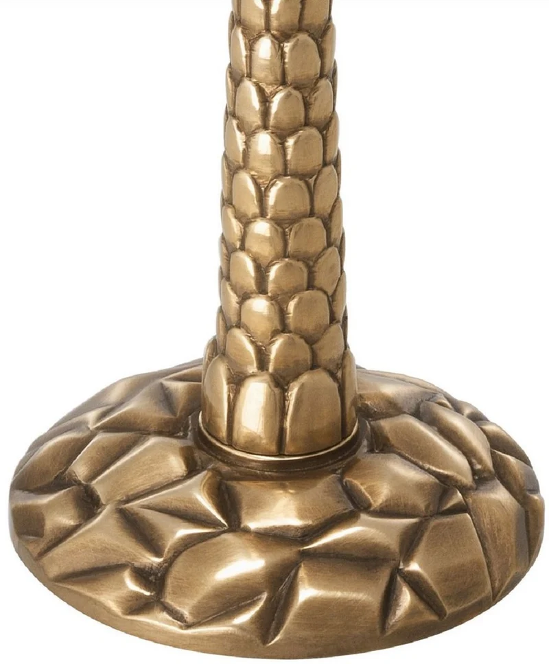 Casa Padrino Luxus Kerzenhalter Vintage Messingfarben Ø 13 x H. 36 cm - Handgefertigter Messing Kerzenständer im Palmen Design - Luxus Accessoires