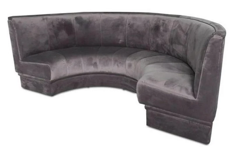 Casa Padrino Luxus Sofa Grau 167 x 83 x H. 94 cm - Halbrundes Samt Sofa - Luxus Möbel
