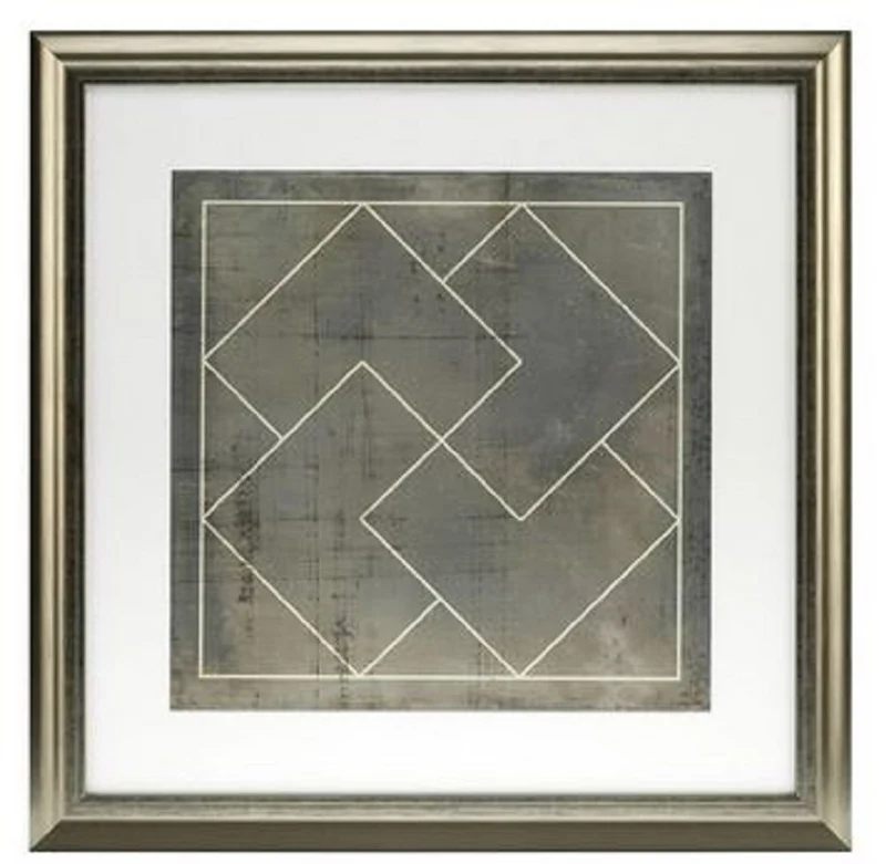Casa Padrino Blaupausen Set geometrische Formen Grau / Gold 57 x H. 57 cm - Luxus Bilder mit Holzrahmen - Wanddeko