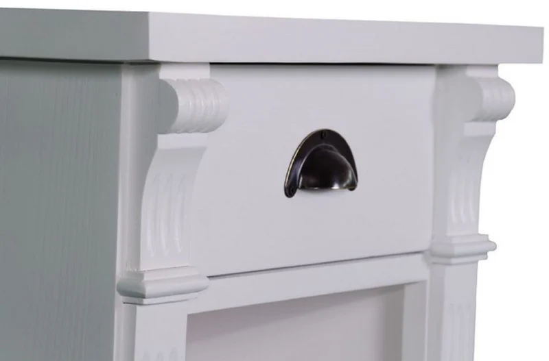 Casa Padrino Landhausstil Nachttisch mit Schublade und Regal Hellgrau 49 x 33 x H. 60 cm - Massivholz Nachtkommode - Nachtschrank - Landhausstil Schlafzimmermöbel