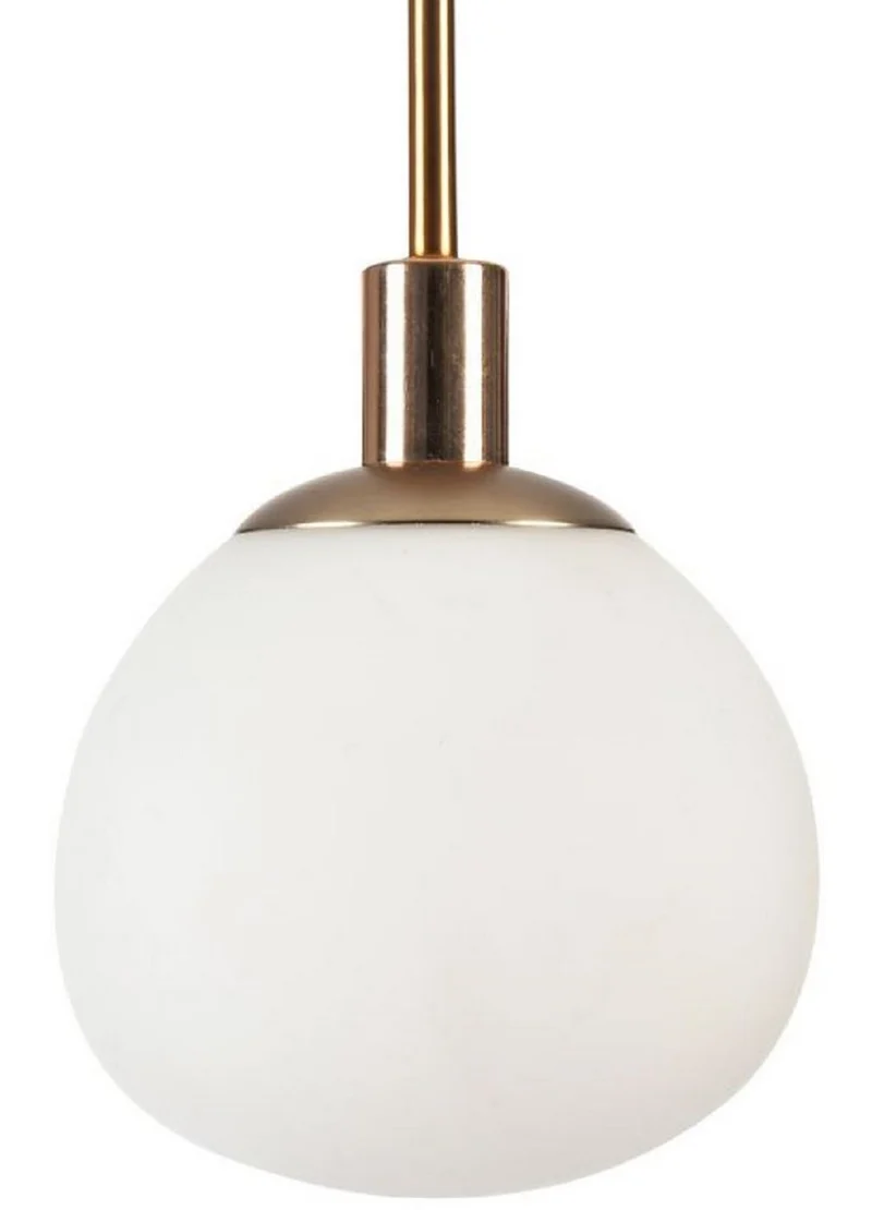 Casa Padrino Hängeleuchte Gold / Weiß Ø 15 x H. 30,5 cm - Moderne Pendelleuchte
