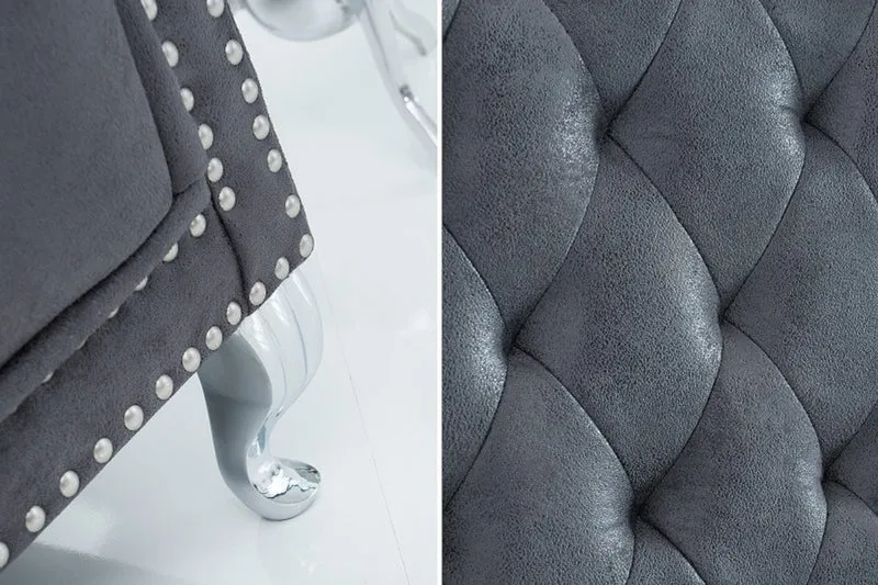 Casa Padrino Chesterfield High Back Sessel Grau - Thron König Hochlehn Sessel - Modern Barock Hochlehner