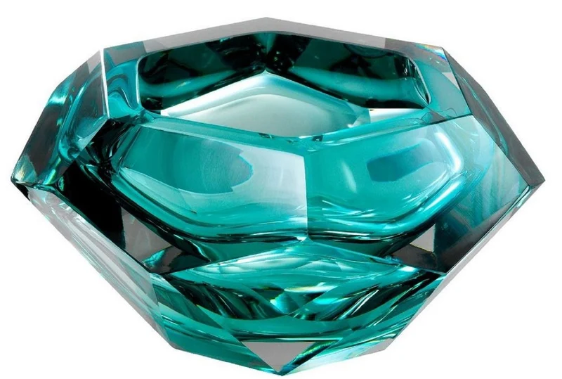 Casa Padrino Luxus Kristallglas Schüssel Türkis 20 x 20 x H. 9,5 cm - Sechseckige Deko Schüssel - Luxus Accessoires