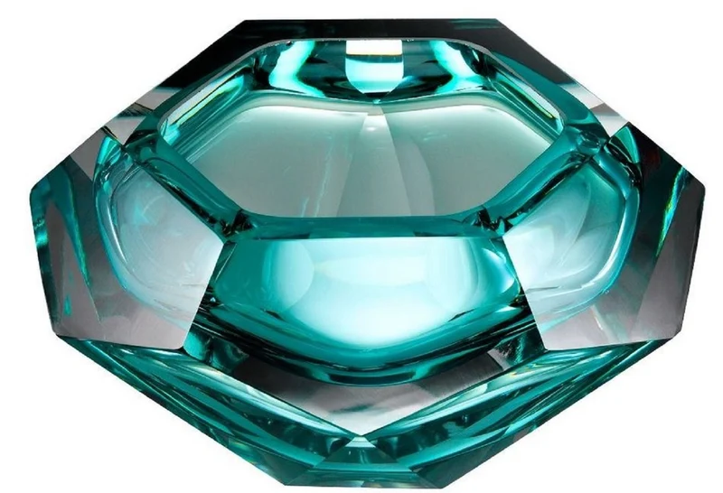 Casa Padrino Luxus Kristallglas Schüssel Türkis 20 x 20 x H. 9,5 cm - Sechseckige Deko Schüssel - Luxus Accessoires