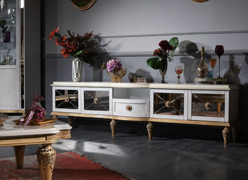 Casa Padrino Luxus Barock Wohnzimmer & Esszimmer Set Türkis / Weiß / Gold - Barockmöbel
