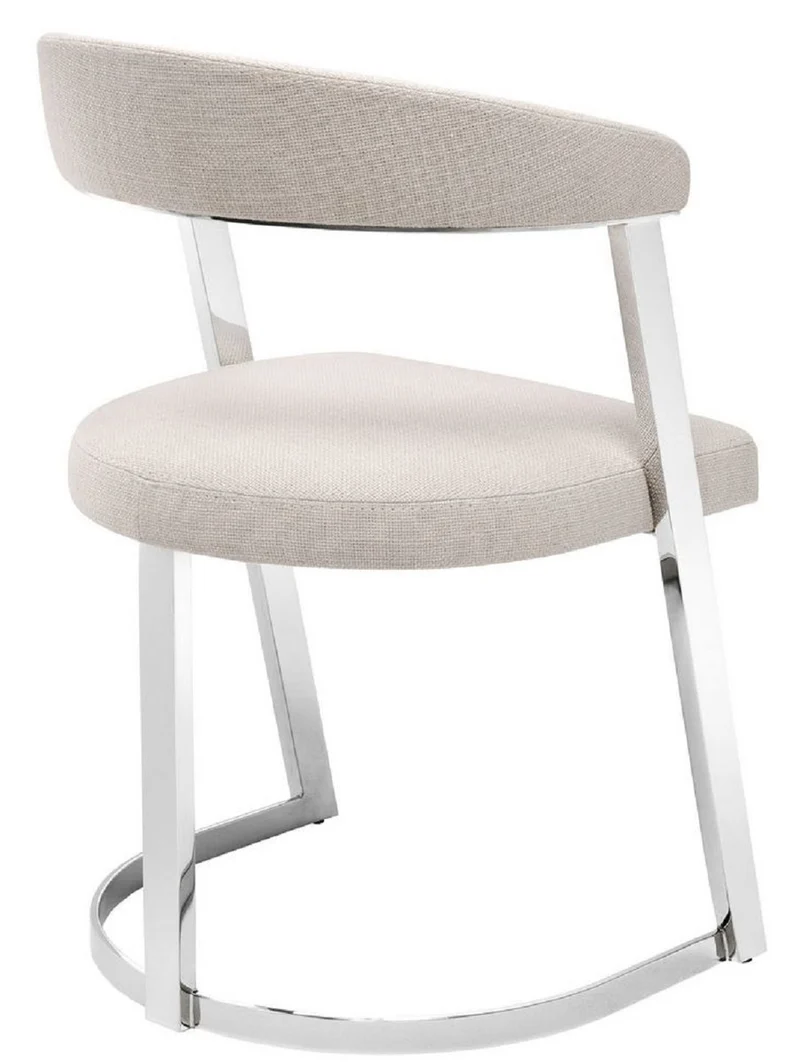 Casa Padrino Designer Stuhl mit Armlehnen Naturfarben / Silber 53,5 x 49 x H. 78 cm - Esszimmerstuhl - Bürostuhl - Designermöbel