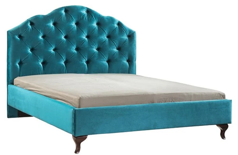 Casa Padrino Luxus Jugendstil Doppelbett Türkis / Dunkelbraun 170 x 211 x H. 139 cm - Jugendstil Bett - Barock & Jugendstil Schlafzimmermöbel
