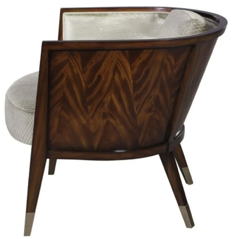 Casa Padrino Art Deco Lounge Sessel Dunkelbraun / Silber / Gold 74 x 83 x H. 71 cm - Art Deco Möbel - Luxus Qualität