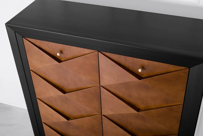 Casa Padrino Luxus Neoklassik Kommode Schwarz / Braun 120 x H143 cm - Sideboard Art Deco Möbel