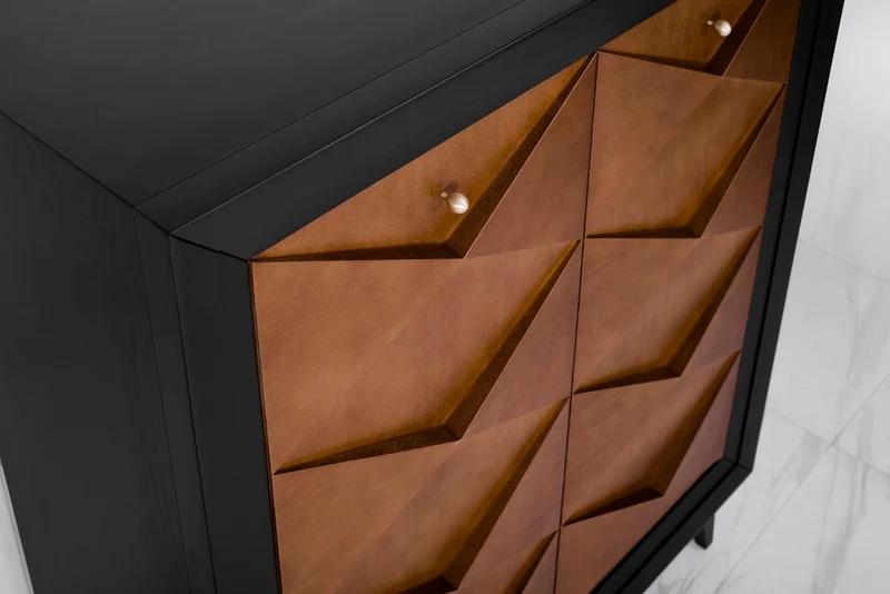 Casa Padrino Luxus Neoklassik Kommode Schwarz / Braun 120 x H143 cm - Sideboard Art Deco Möbel