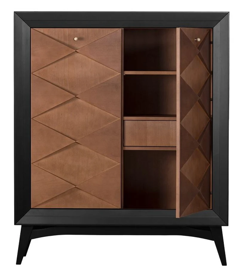 Casa Padrino Luxus Neoklassik Kommode Schwarz / Braun 120 x H143 cm - Sideboard Art Deco Möbel