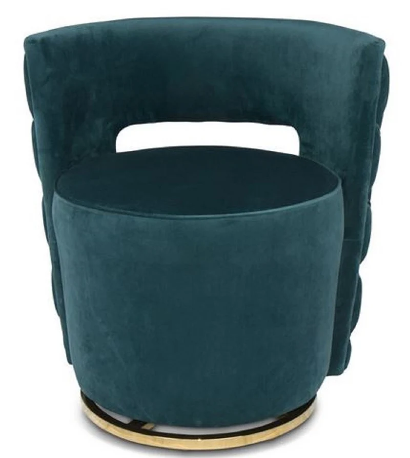 Casa Padrino Luxus Chesterfield Drehsessel Dunkelgrün 65 x 58 x H. 69 cm - Samt Sessel - Luxus Möbel