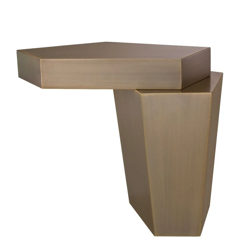 Casa Padrino Designer Couchtisch Messingfarben 72 x 50 x H. 60 cm - Metall Wohnzimmertisch mit gebürsteter Messing Oberfläche und Zementfüllung - Luxus Qualität